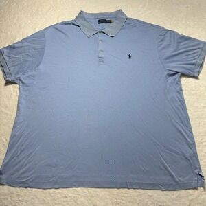 Polo Ralph Lauren Mens Dotted Blue Short Sleeve Pony‎ Logo Preppy Shirt Sz 4XB